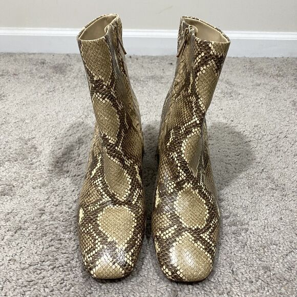 Sam Edelman Daruby Snakeskin Booties Womens 9M Brown Ankle Boots Block Heels - Picture 6 of 12